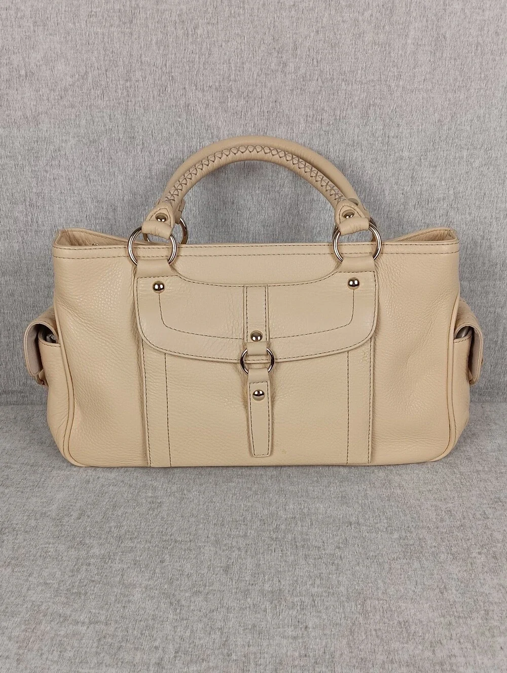 Vintage KATE LANDRY Boogie Bag Sand Leather Women's Satchel Handbag